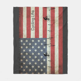 Manta Polar Vida en bicicleta, estrellas y rayas