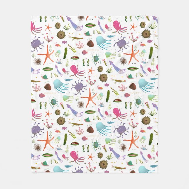 Manta Polar Vida marina colorida (Anverso)