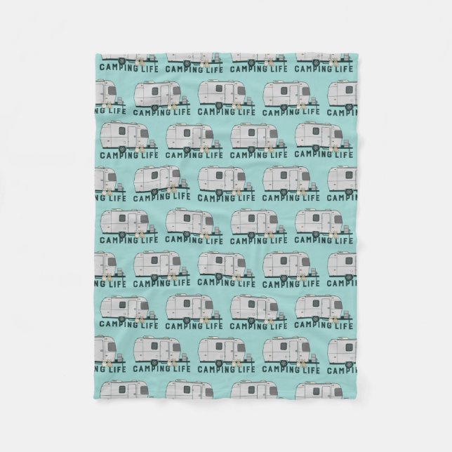 Manta Polar Vida que acampa feliz con los Frenchies lindos (Anverso)