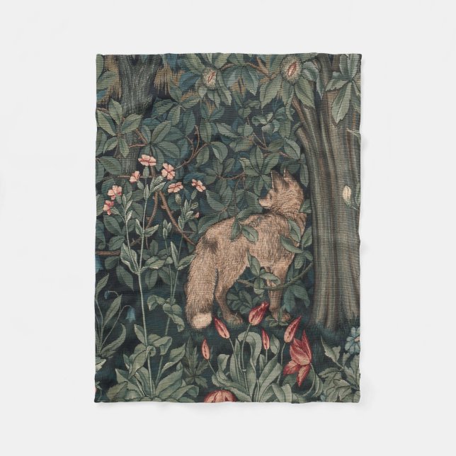Manta Polar Vida silvestre William Morris Greenery Fox (Anverso)