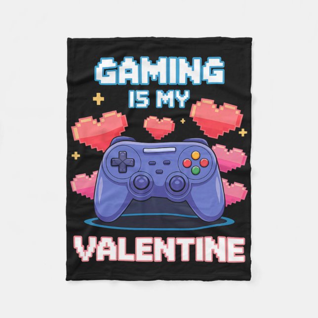 Manta Polar Video Game Controller Pixel Hearts For Valentine's (Anverso)