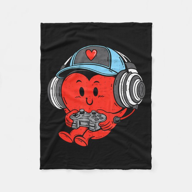 Manta Polar Video Game Gamer Heart Valentines Day Gaming Boys  (Anverso)