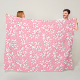 Manta Polar Vidrio blanco rosado floral moderno