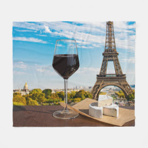 Manta Polar Vidrio de vino con queso brie en la torre Eiffel