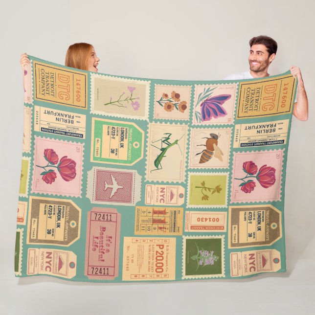 Manta Polar Viejos sellos rústicos y entradas para cenima (In situ)