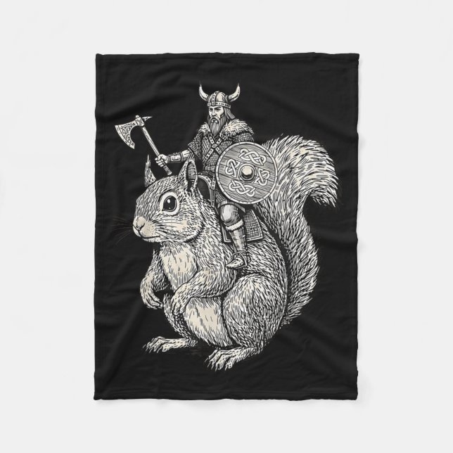 Manta Polar Viking Riding Squirrel Funny Warrior Art  (Anverso)