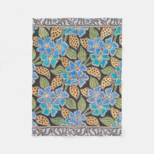 Manta Polar Vincapervinca azul ornamentada floral clásico Art