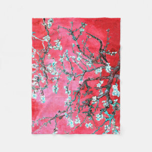 Manta Polar Vincent Van Gogh Almond Flores azul rojo