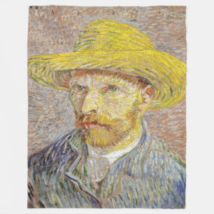 Manta Polar Vincent van Gogh - Autorretrato con Gorra de paja