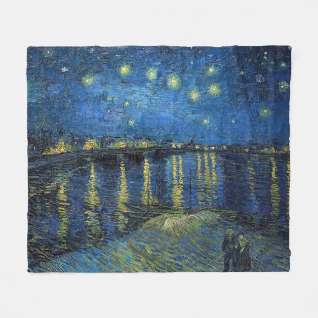 Manta Polar Vincent van Gogh - Noche estrellada sobre el Ródan (Frente (Horizontal))