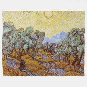 Manta Polar Vincent van Gogh - Olivos, cielo amarillo y sol