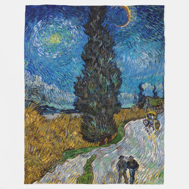 Manta Polar Vincent van Gogh - Road with Cypress and Star (Anverso)