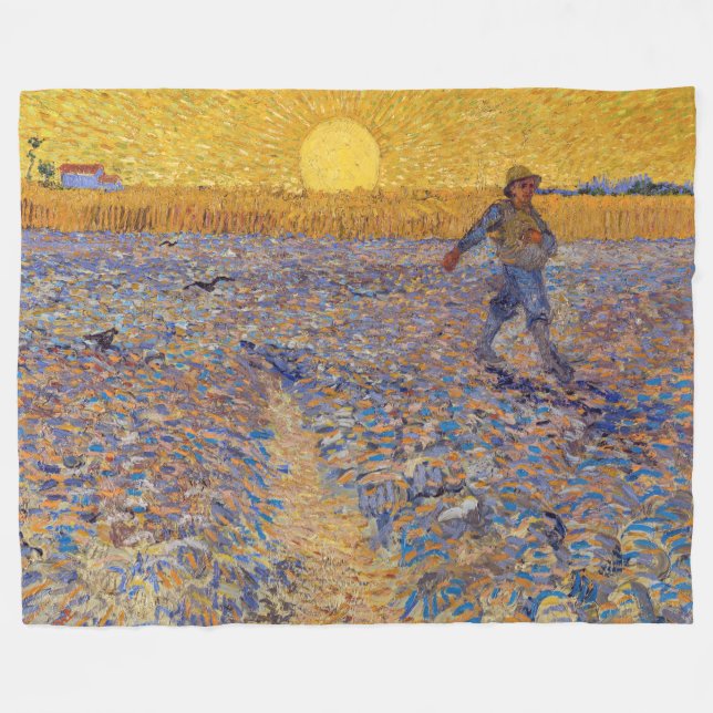 Manta Polar Vincent van Gogh - Sower with Setting Sun (Frente (Horizontal))