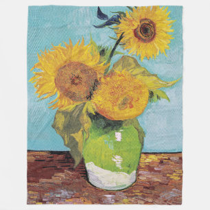 Manta Polar Vincent Van Gogh - Tres girasoles en una caja