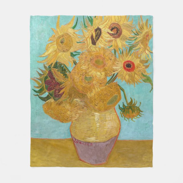 Manta Polar Vincent Van Gogh - Vase con doce girasoles (Anverso)