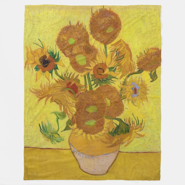 Manta Polar Vincent van Gogh - Vase con quince girasoles (Anverso)
