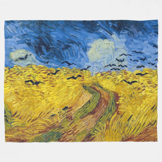 Manta Polar Vincent van Gogh - Wheatfield con cuervos (Frente (Horizontal))