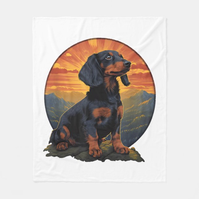 Manta Polar Viñeta retro haitiana de amante de mascotas Dachsh (Anverso)