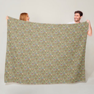 Manta Polar Viñeta William Morris Pink Blue Brocade