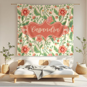 Manta Polar Vino floral Cassandra Cream Art Nouveau