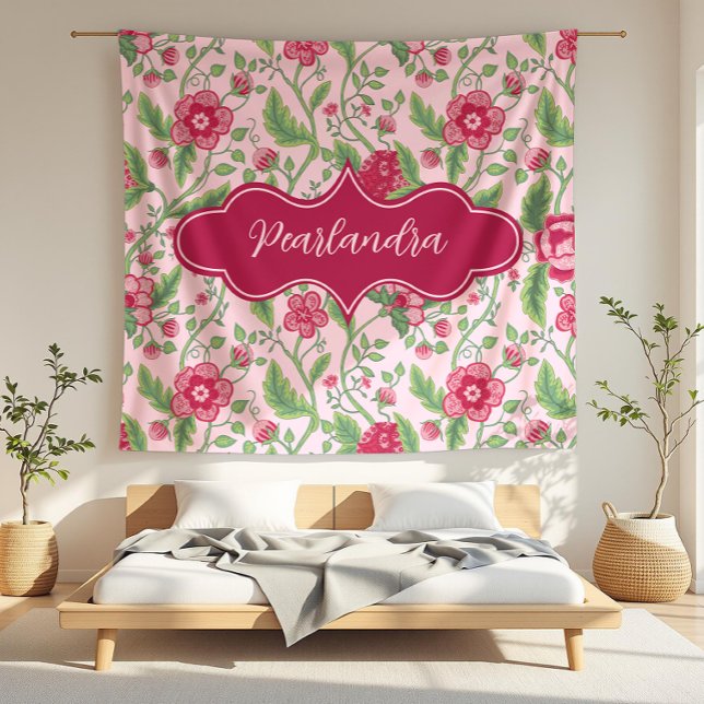 Manta Polar Vino floral Pearlandra Rosa Art Nouveau (detail)