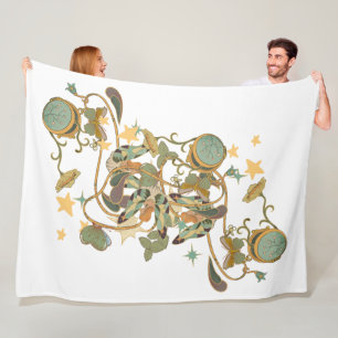 Manta Polar Vintage Abstract Floral Art Blanket