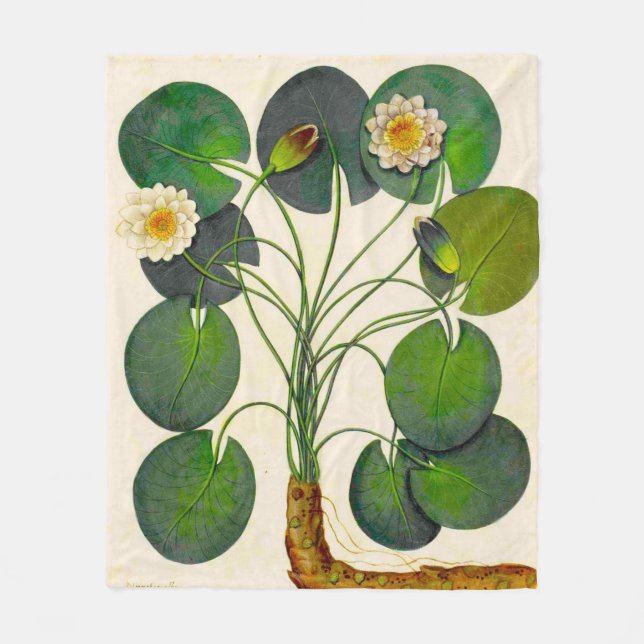 Manta Polar Vintage Botanly Waterlily Fleece Blanket (Anverso)