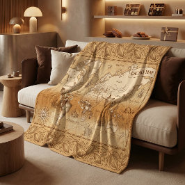 Manta Polar Vintage Cacao World Map Cozy Throw