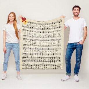 Manta Polar Vintage chapa navideña música jingle Bells rojo Bo