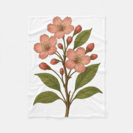 Manta Polar Vintage Cherry Blossom Fleece Blanket | Soft