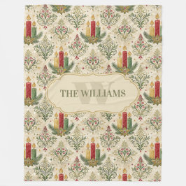 Manta Polar Vintage Christmas Candles & Ornaments Monograma