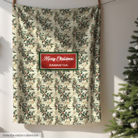 Vintage Christmas Carols Holly Berry Custom Name