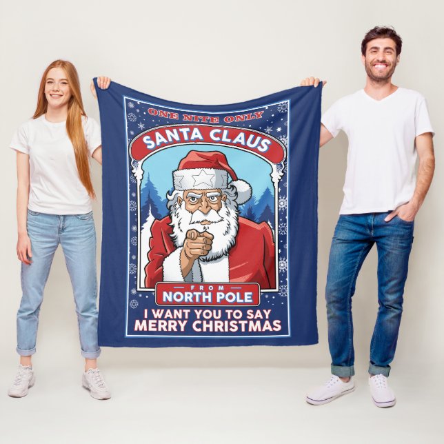 Manta Polar Vintage Christmas Santa dice Feliz Navidad (In situ)