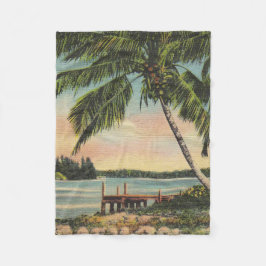 Manta Polar Vintage Coconut Palmas Breeze Tropical Sunset