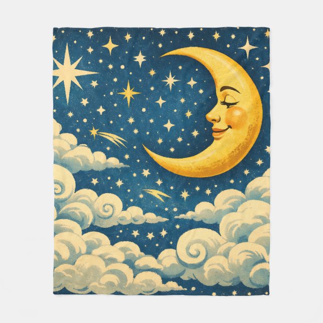Manta Polar Vintage Crescent Moon Night Sky (Anverso)
