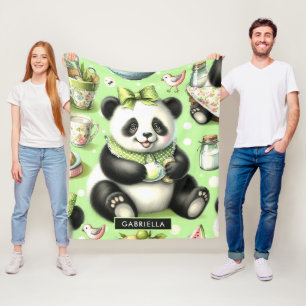 Manta Polar Vintage Cute Baby Panda
