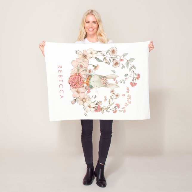 Manta Polar Vintage Cute Bunny Bebé Botánico Niñera Nursery (In situ)