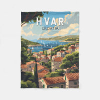 Vintage de arte de viajes de Hvar Croatia