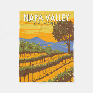 Manta Polar Vintage de arte de viajes de Napa Valley Californi