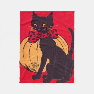 Manta Polar Vintage de la calabaza de la bolera del gato negro