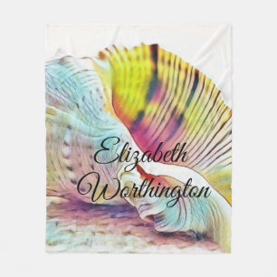 Manta Polar Vintage Drawing Pink Yellow Seashell