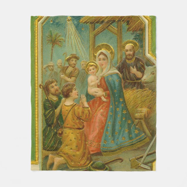 Manta Polar Vintage Edwardian Era Nativity Christmas Card (Anverso)