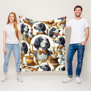 Manta Polar Vintage English Setter Ilustracion