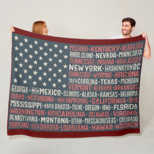 Manta Polar Vintage Faded American Flag State nombra palabras 