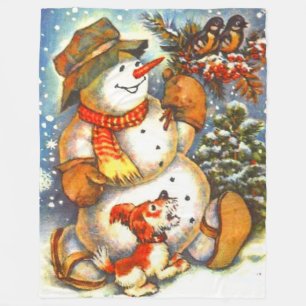 Manta Polar Vintage frosty el muñeco de nieve A Navidades