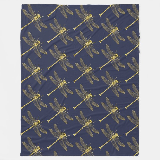 Manta Polar Vintage Golden Dragonfly Fleece Blanket (Anverso)