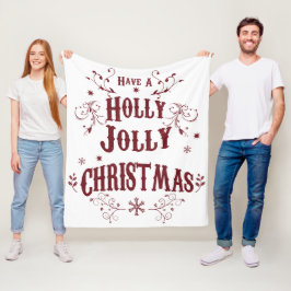 Manta Polar Vintage Holly Jolly Christmas