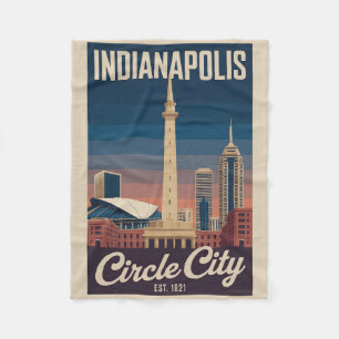 Manta Polar Vintage Indianapolis Indiana Paisaje Urbano Retro