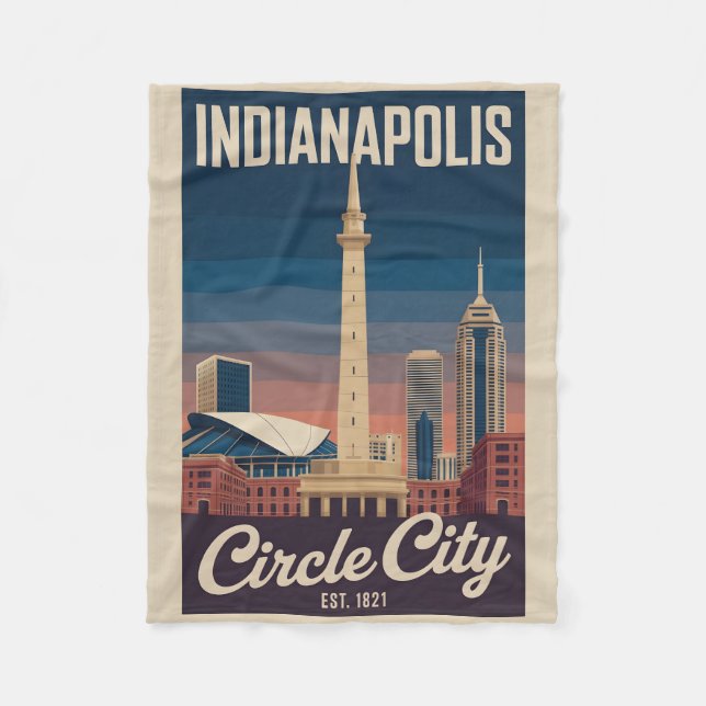 Manta Polar Vintage Indianapolis Indiana Retro Cityscape Trave (Anverso)