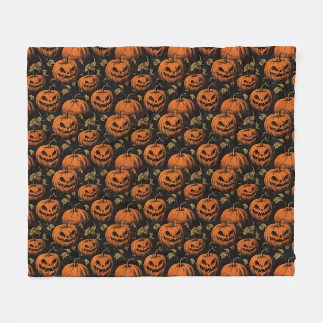 Manta Polar Vintage Jack O Lanterns (Frente (Horizontal))